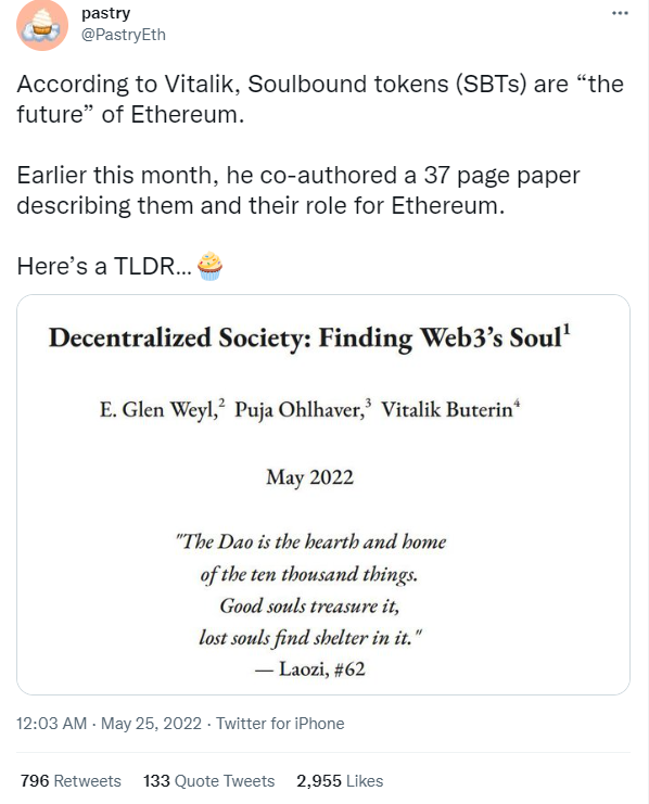 Vitalik Buterin Endorses Soulbound Tokens